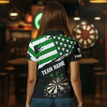 Load image into Gallery viewer, Personalized US Flag St Patrick Day Dart Shirts For Women Custom Patriotic Shamrock Darts Jerseys TDM3643