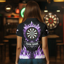 Load image into Gallery viewer, Personalized Purple Icy Dartboard Custom Darts Polo &amp; Quarter Zip For Women, Team Dart Jersey Outfit TDM3671