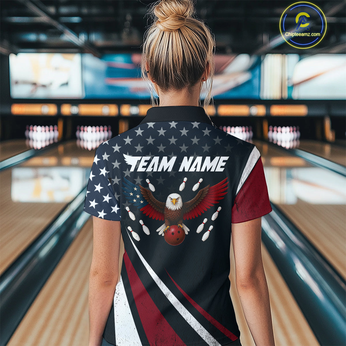 Eagel Bowling Custom Women Bowling Shirt Polo & Quarter-Zip Bowling Team Jerseys HNT63