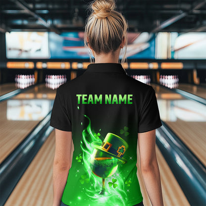 Custom Bowling Shirt Unisex Green Shamrock Lucky Clover Polo Bowling Jersey QZT624
