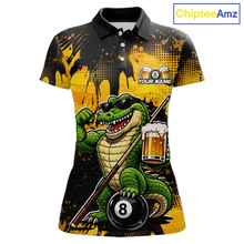 Load image into Gallery viewer, Custom Beer Alligator 8 Ball Pool Shirts Billiard Shirt for Women Billiard Team Jersey Billiard League NNT182