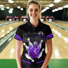 Load image into Gallery viewer, Custom Flame Bowling Jersey For Women Bowling Team Shirt League Bowling Polo Shirt BDT303