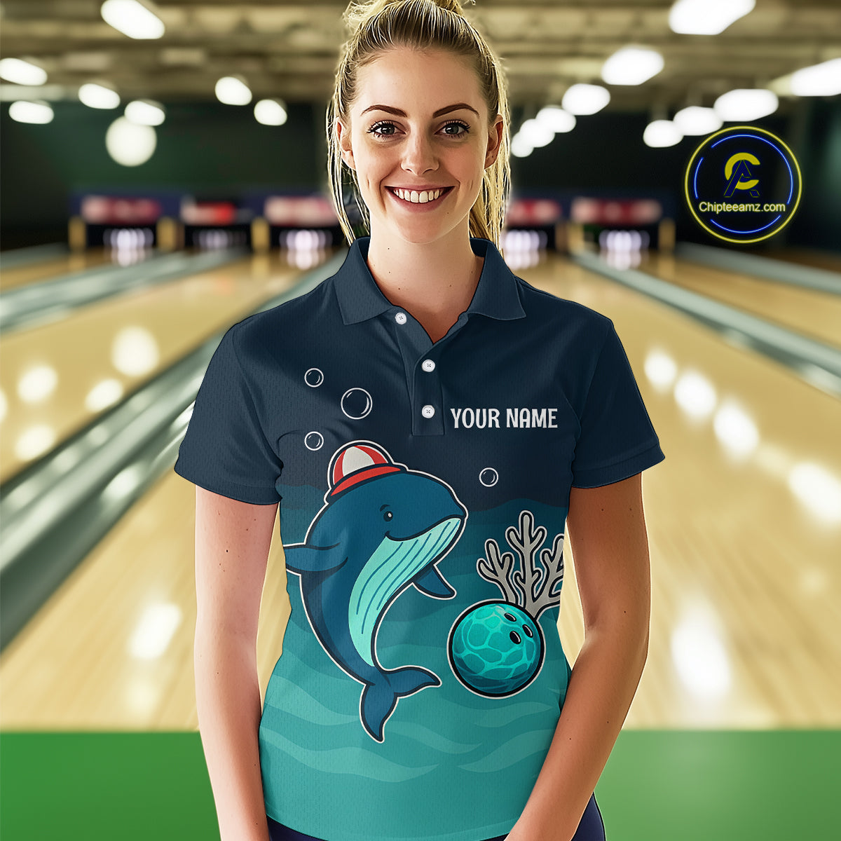 Custom Dolphin Bowling Shirt Summer Bowling Team League Polo Bowling Outfit QZT699