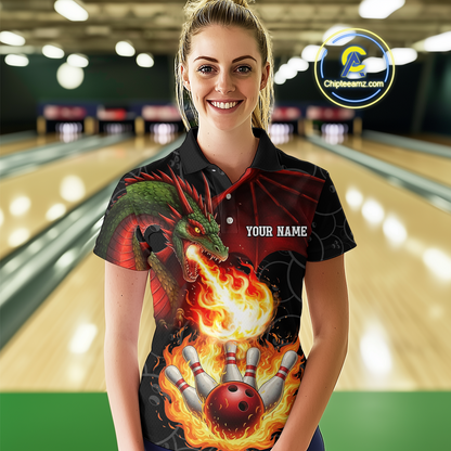 Flaming Dragon Bowling Shirt Custom for Men Women Bowling Team League MBL88