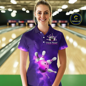 Purple Smoke Bowling Shirts for Women Men Team Custom Bowling Jerseys MBL126