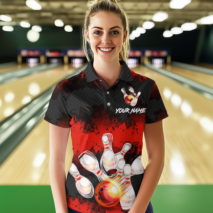 Customize Red Bowling Shirts for Men Women Team Bowling Polo & 1/4 Zip Shirts MBL81