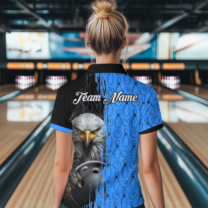 Blue Eagle Bowling Custom Women Bowling Shirt Polo & Quarter-Zip Bowling Team Jerseys HNT49