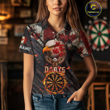 Load image into Gallery viewer, Canada Flag 3D Dartboard Fire Flame Custom Eagle Darts Shirt For Women, Patriotic Darts Team Jersey TDM4148