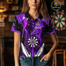 Load image into Gallery viewer, Purple Darts Jerseys Custom Thunder Lightning Dragon Dart Shirt Team Polo &amp; Quarter Zip For Women TDM4316