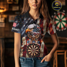 Load image into Gallery viewer, Vintage American Flag Eagle Dart Shirt For Women Custom Patriotic Darts Team Jersey Polo &amp; 1/4 Zip TDM4044