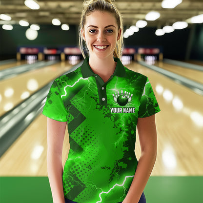 Thunder Lightning Bowling Shirt Green Bowling Jersey Men Women Team Bowling Shirts MBL64