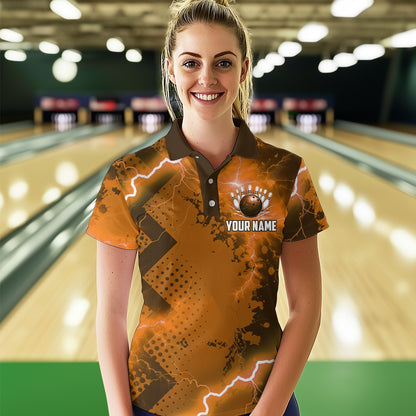 Thunder Lightning Bowling Shirt Orange Bowling Jersey Men Women Team Bowling Shirts MBL64