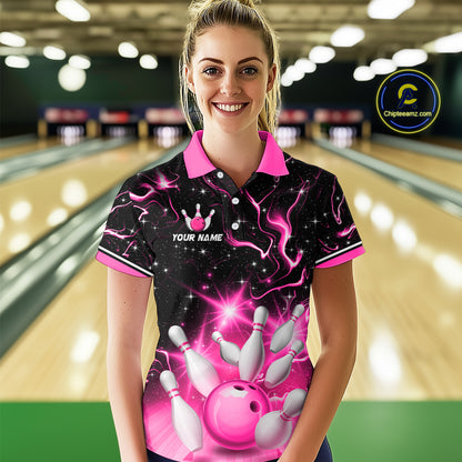 Pink Dragon Flaming Bowling Shirt for Men and Women Custom Bowling Jersey for Team MBL87