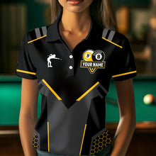 Load image into Gallery viewer, Personalized 8 Ball &amp; 9 Ball Pool Billiard Polo, 1/4 Zip For Women Custom Team Billiard Jersey|Yellow TDM3547
