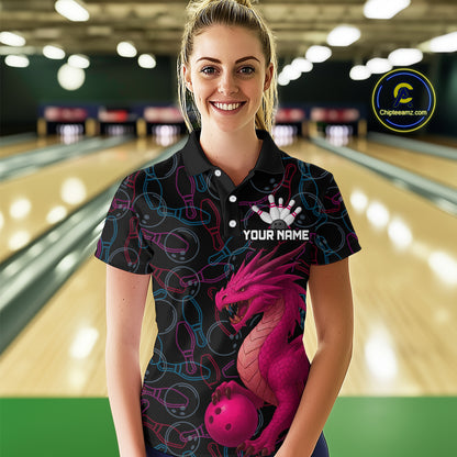 Pink Dragon Bowling Shirt Custom Bowling Jerseys for Men Women with Team Name MBL89