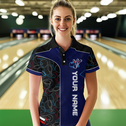 Bowling Jersey for Women Personalized Bowling Gifts for Women Bowling Team Shirts with Name Polo & 1/4 Zip HNT29