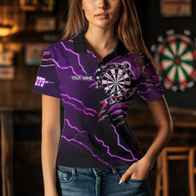Load image into Gallery viewer, Personalized Thunder Lightning Eagle Purple Darts Shirt Polo &amp; Quarter Zip For Women Dart Team Jersey TDM3578