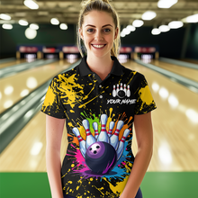 Load image into Gallery viewer, Custom Yellow Watercolor Bowling Shirts for Men Women Team Funny Bowling Jersey MBL45
