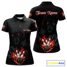 Load image into Gallery viewer, Custom Flame Wolf  Bowling Jersey for Women Bowling Uniform Polo &amp; 1/4 Zip Bowling Team Shirts HNT144