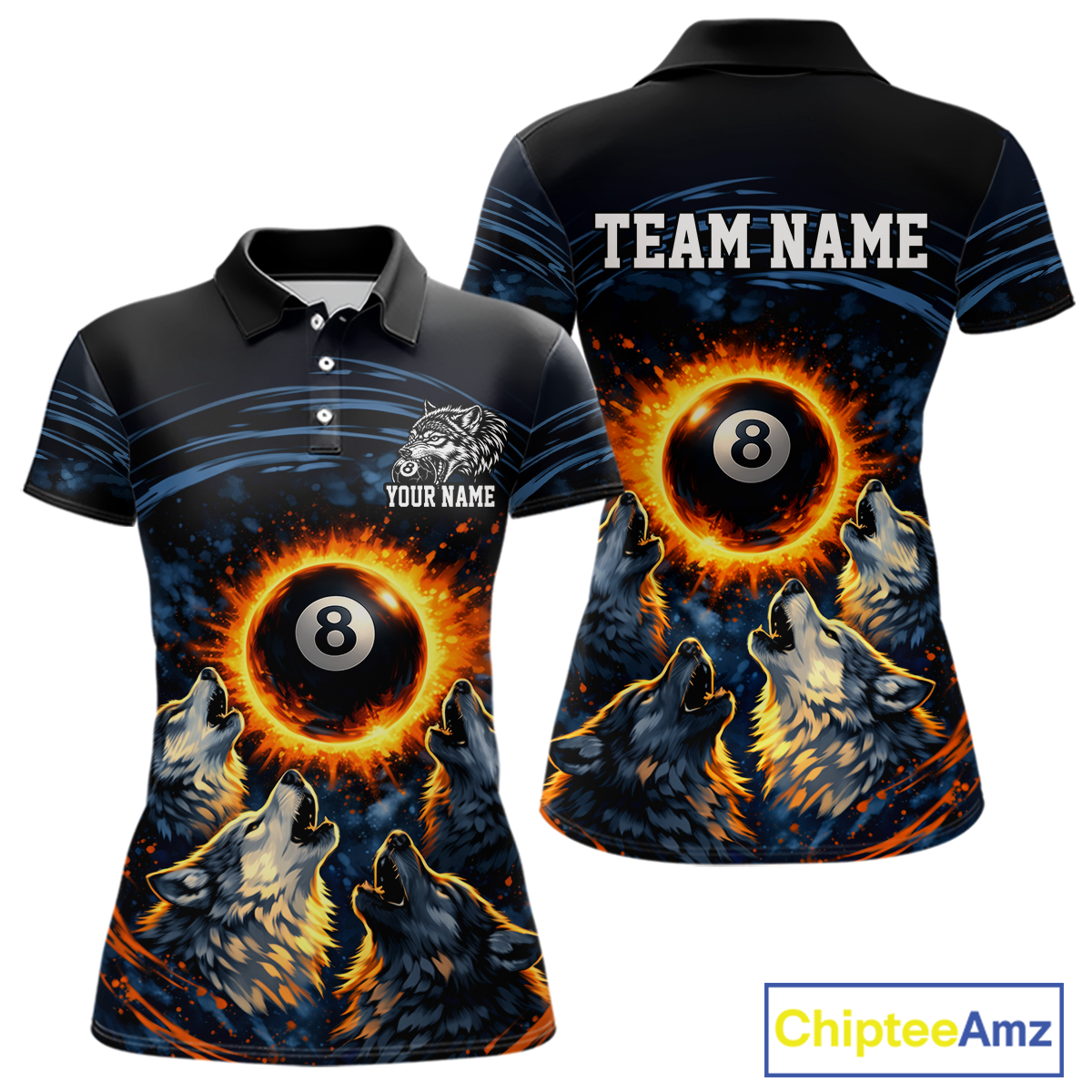 Personalized Funny Wolf 8 Ball Pool Women Billiard Polo & 1/4 Zip, Billiard Shirt, Billiard Team Jerseys NNT144