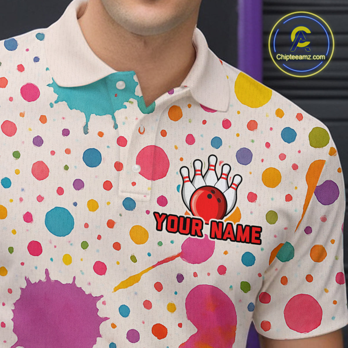 Ink Watercolor Pink Bowling Shirt for Men Women Custom Team Bowling Jerseys MBL103