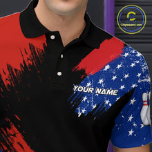 Load image into Gallery viewer, American Flag Bowling Shirt Personalized Patriotic Polo Bowling Team League Gift for Bowlers QZT691