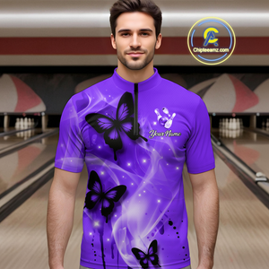 Custom Purple Butterflies Bowling Shirts for Men Women Team MBL120