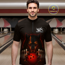 Load image into Gallery viewer, Red&amp;Black Wolf Bowling Shirts for Team Women Men Custom Wolf Bowling Polo &amp;1/4 Zip MBL196