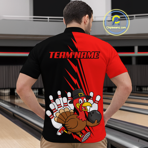 Red Turkey Bowling Shirts for Women Men Team Custom Bowling Jerseys Thanksgiving MBL180