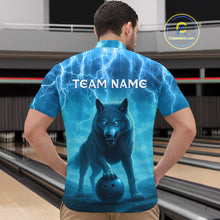 Load image into Gallery viewer, Lightning Wolf Bowling Shirts for Team Women Men Custom Blue Wolf Bowling Jerseys MBL193
