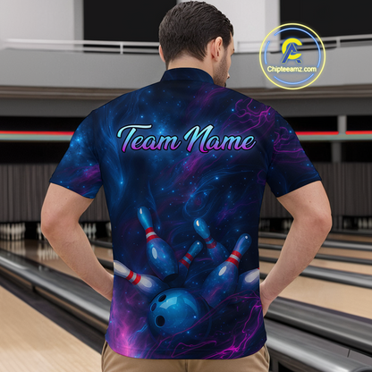 Watercolor Galaxy Bowling Shirts for Men Women Team Custom Bowling Polo & Quarter Zip MBL146