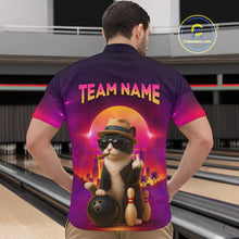 Load image into Gallery viewer, Custom Funny Cat Bowling Jersey for Men Bowling League Polo &amp; 1/4 Zip Bowling Team Shirts HNT142