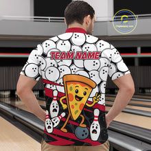 Load image into Gallery viewer, Custom Red Funny Pizza Bowling Shirt Bowling with Food for Men Polo Bowling Jersey QZT799