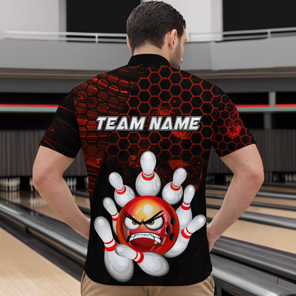 Angry Pin Red Bowling Shirts Custom Bowling Jersey for Men Women and Team MBL69