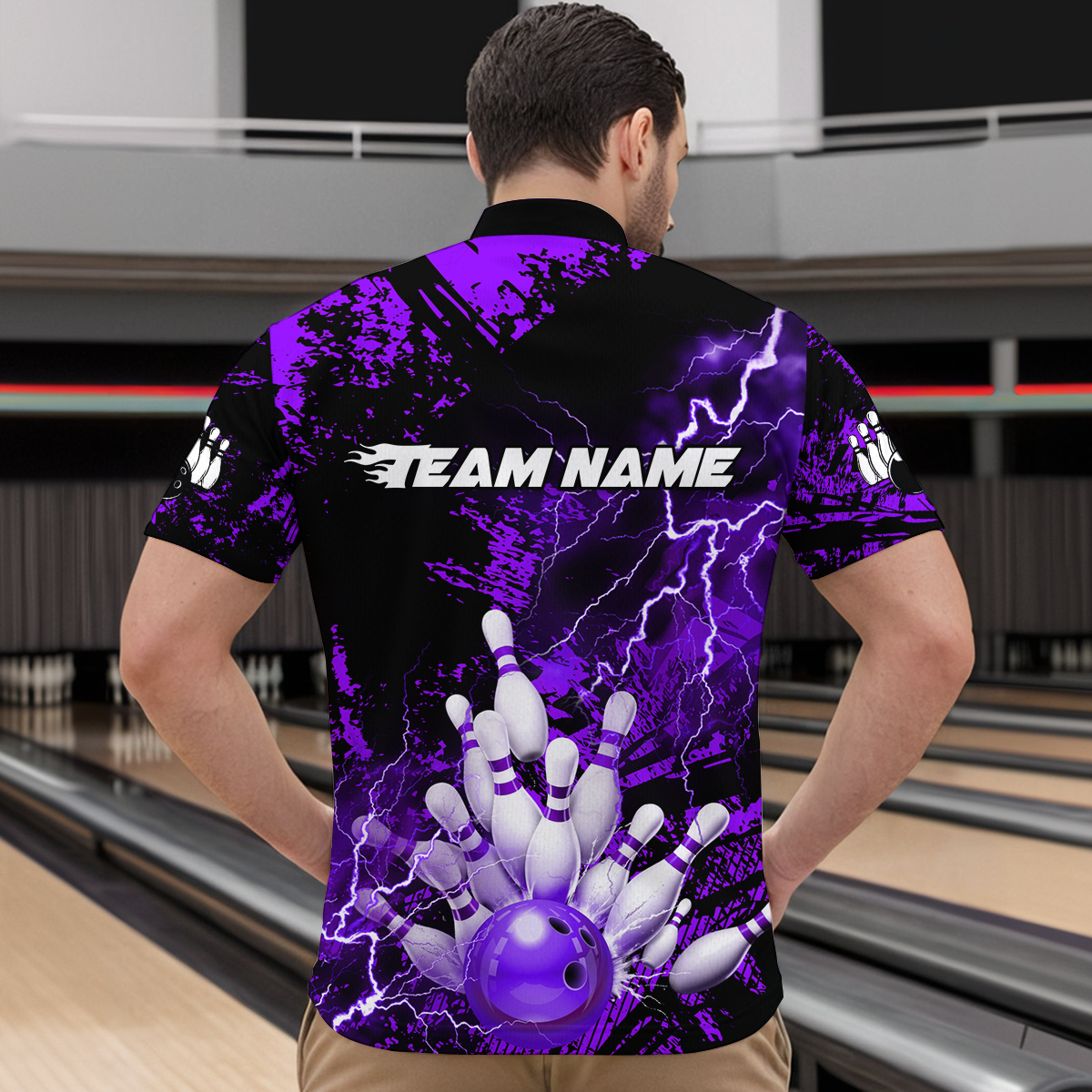 Purple Thunder Lightning Bowling Shirt Custom Colorful Bowling Jersey Men Women Team MBL67