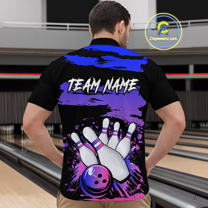 Purple Bowling Shirts Custom for Women Men Team Bowling Polo and 1/4 Zip Shirts MBL116