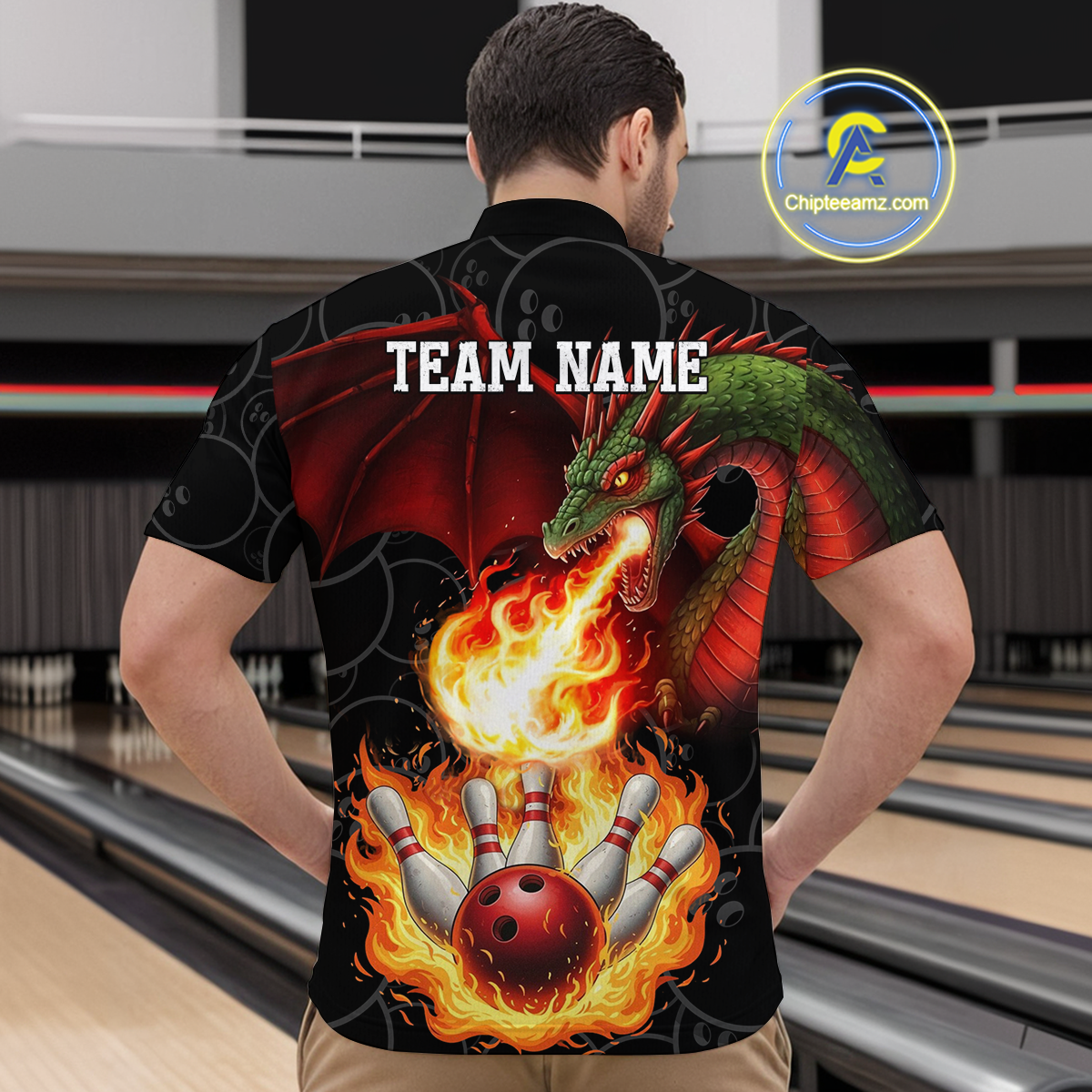 Flaming Dragon Bowling Shirt Custom for Men Women Bowling Team League MBL88