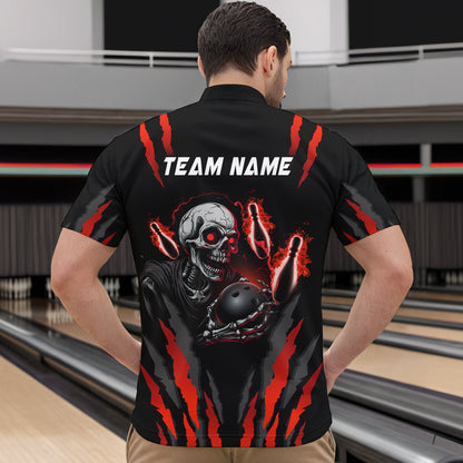 Skull Bowling Custom Men Bowling Polo & Quarter-Zip Bowling Team Jerseys HNT47