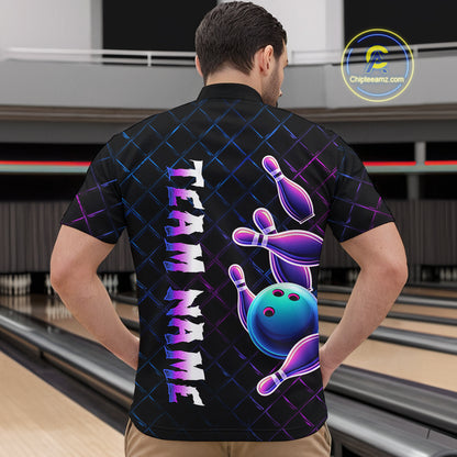 Neon Bowling Custom Men Bowling Shirt Polo & Quarter-Zip Bowling Team Jerseys HNT70