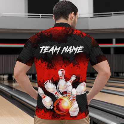 Customize Red Bowling Shirts for Men Women Team Bowling Polo & 1/4 Zip Shirts MBL81