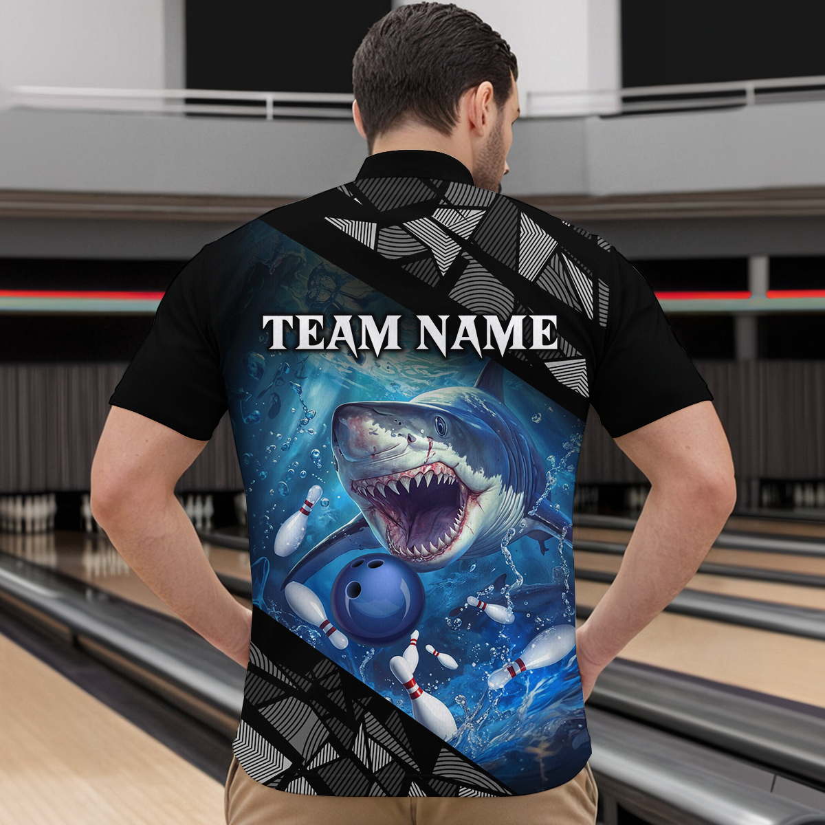 Custom Shark Bowling League Shirts For Men, Personalized Bowling Team Jerseys Polo & Quarter-Zip HNT36
