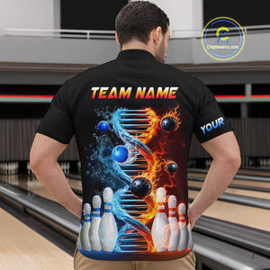 Custom Flame & Water DNA Bowling Shirt My DNA Quarter-Zip Bowling Jersey for Men And Women QZT685