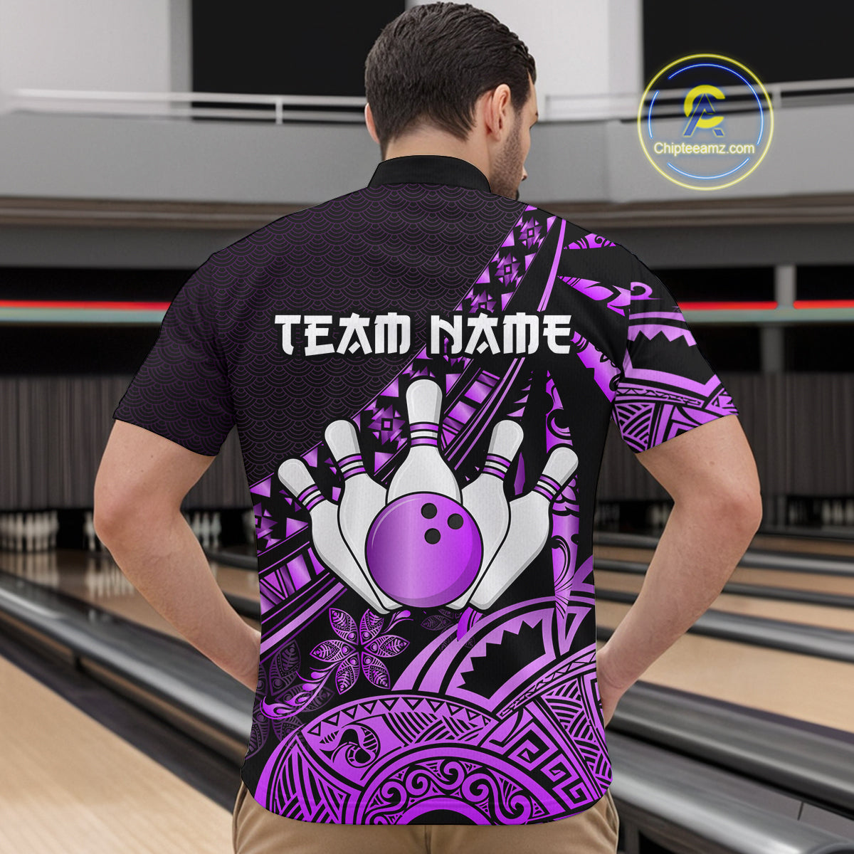 Purple Vintage Bowling Custom Men Bowling Shirt Polo & Quarter-Zip Bowling Team Jerseys HNT69