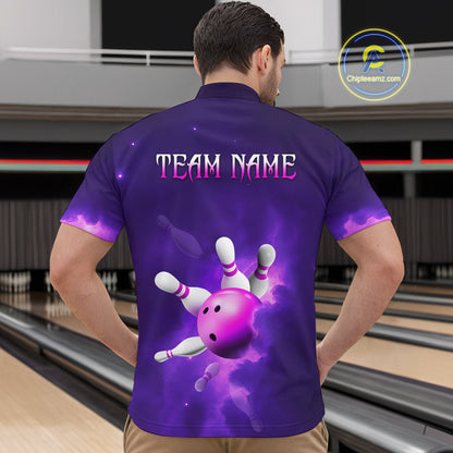 Purple Smoke Bowling Shirts for Women Men Team Custom Bowling Jerseys MBL126