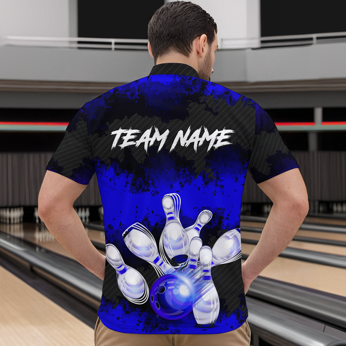 Customize Blue Bowling Shirts for Men Women Team Bowling Polo & 1/4 Zip Shirts MBL81