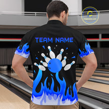 Load image into Gallery viewer, Custom Blue Flame Bowling Shirts for Men Polo &amp; Quarter-Zip Bowling Team Jerseys HNT82