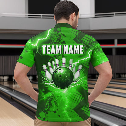 Thunder Lightning Bowling Shirt Green Bowling Jersey Men Women Team Bowling Shirts MBL64