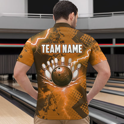 Thunder Lightning Bowling Shirt Orange Bowling Jersey Men Women Team Bowling Shirts MBL64