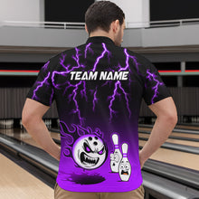 Load image into Gallery viewer, Purple Funny Crazy Bowling Shirt for Men Bowling Jersey Shirts Polo &amp; Quarter- Zip Bowling League HNT17