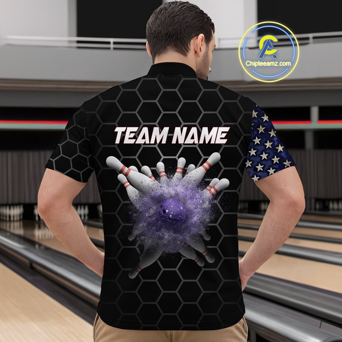 Custom American Bowling Quarter-Zip Shirt Patriotic Bowling Jersey for Men Women QZT683